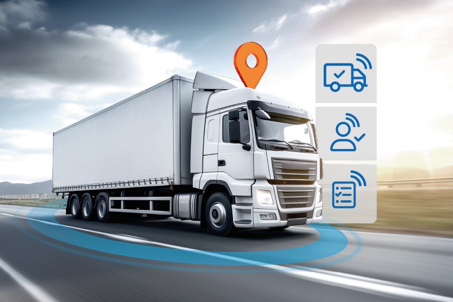 LKW sa oznakom-Pin i različitim telematičkim simbolima